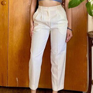 ESCADA Vintage 90s white Gabardine High Waisted Tapered Leg Pants 36